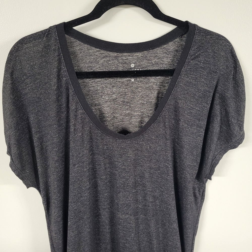Athleta Grey Heathered Dolman Sleeve Ruched Waist Tunic Dress Size Medium